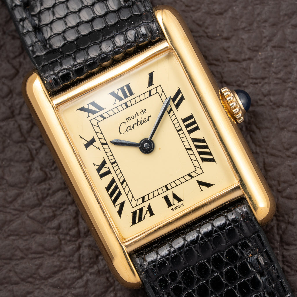 Cartier Tank Must de Roman Lemon Dial Vermeil PM 1980s