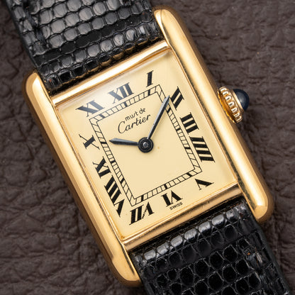Cartier Tank Must de Roman Lemon Dial Vermeil PM 1980s