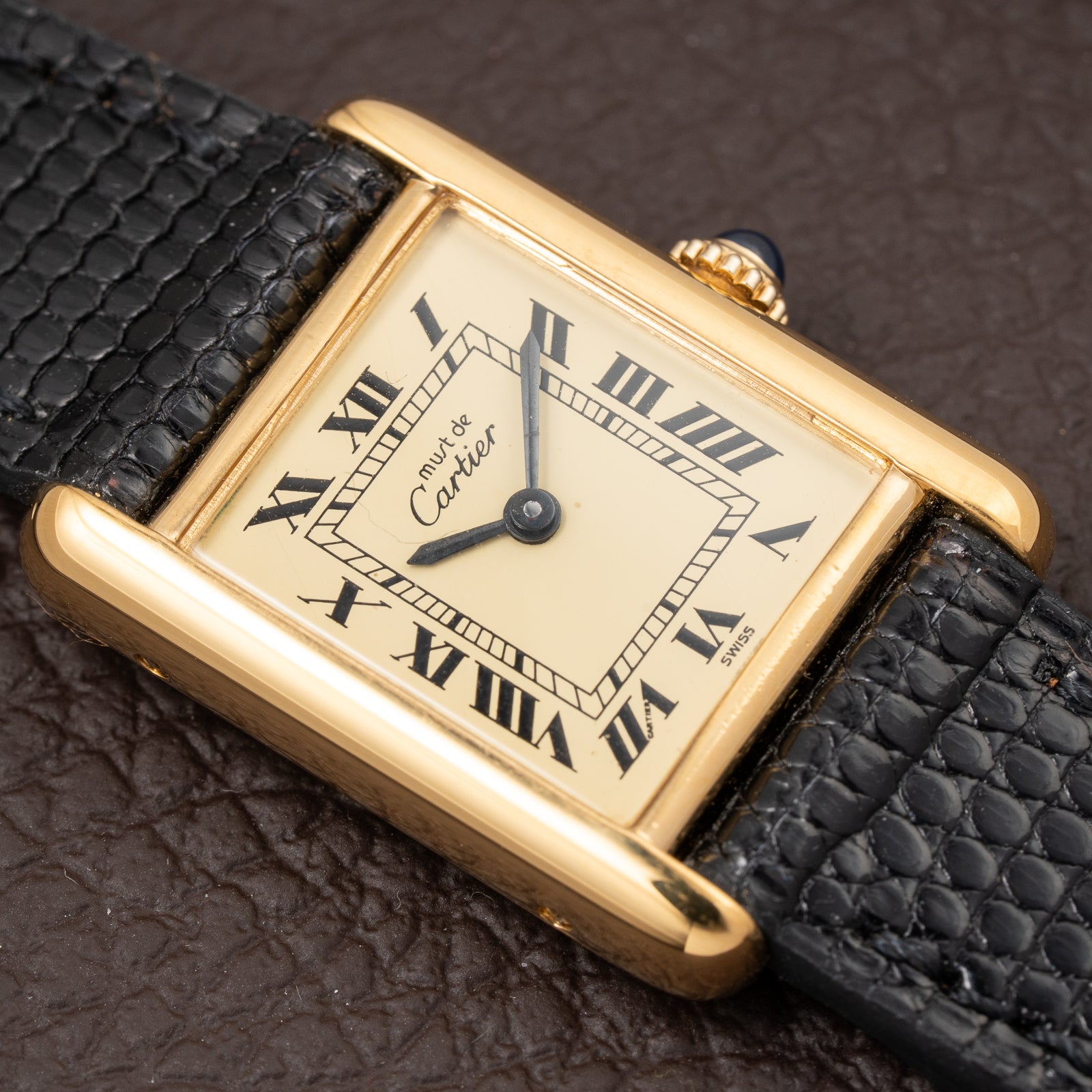 Cartier Tank Must de Roman Lemon Dial Vermeil PM 1980s