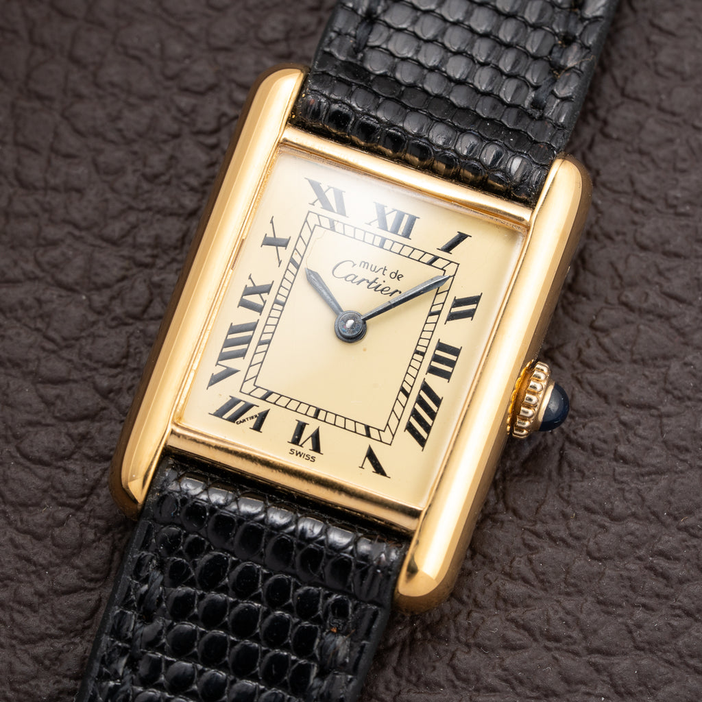 Cartier Tank Must de Roman Lemon Dial Vermeil PM 1980s