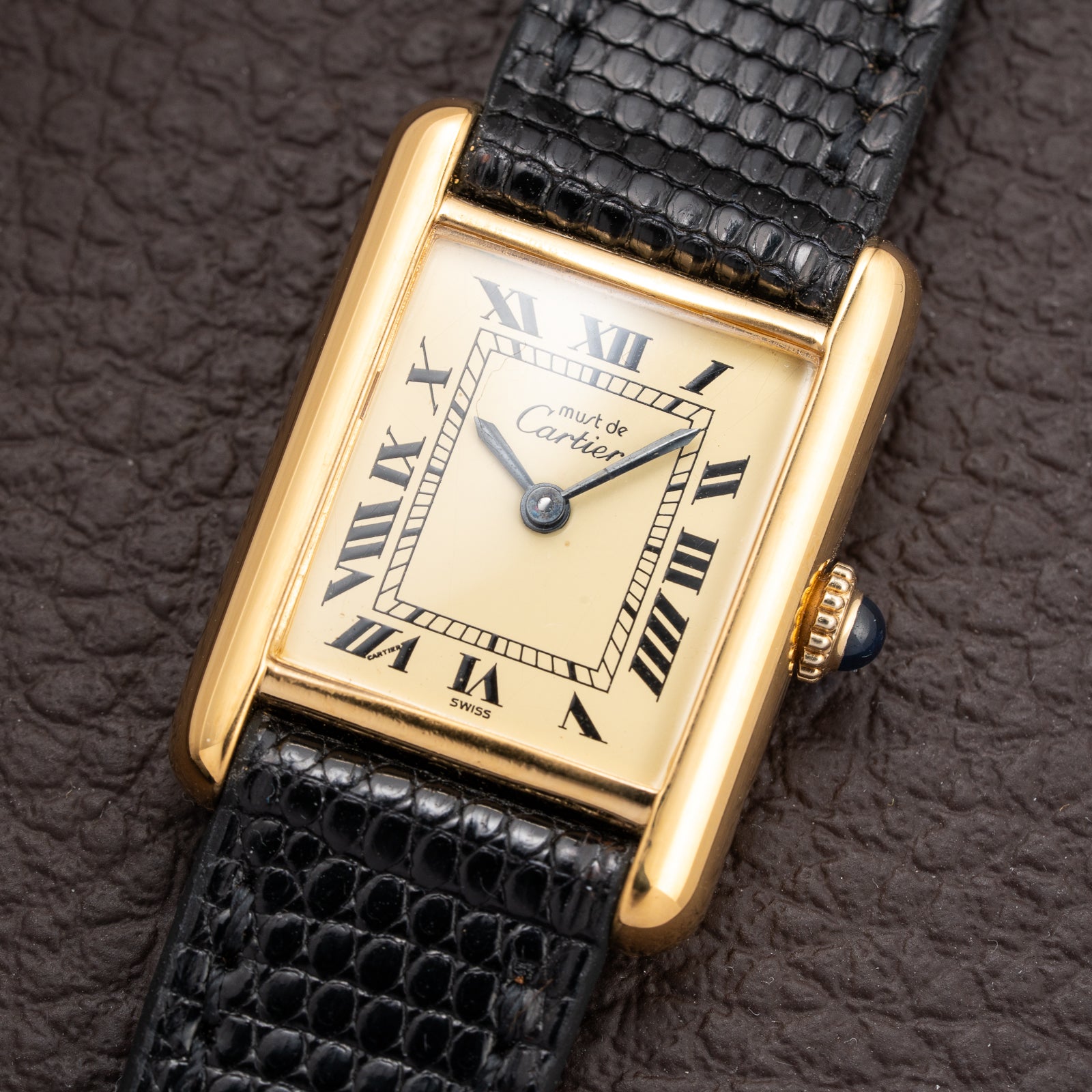 Cartier Tank Must de Roman Lemon Dial Vermeil PM 1980s