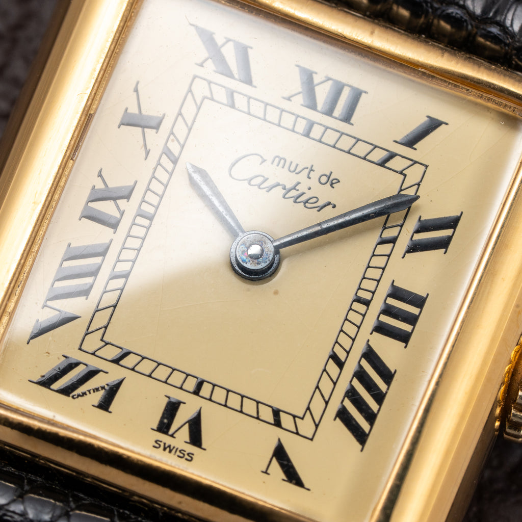 Cartier Tank Must de Roman Lemon Dial Vermeil PM 1980s