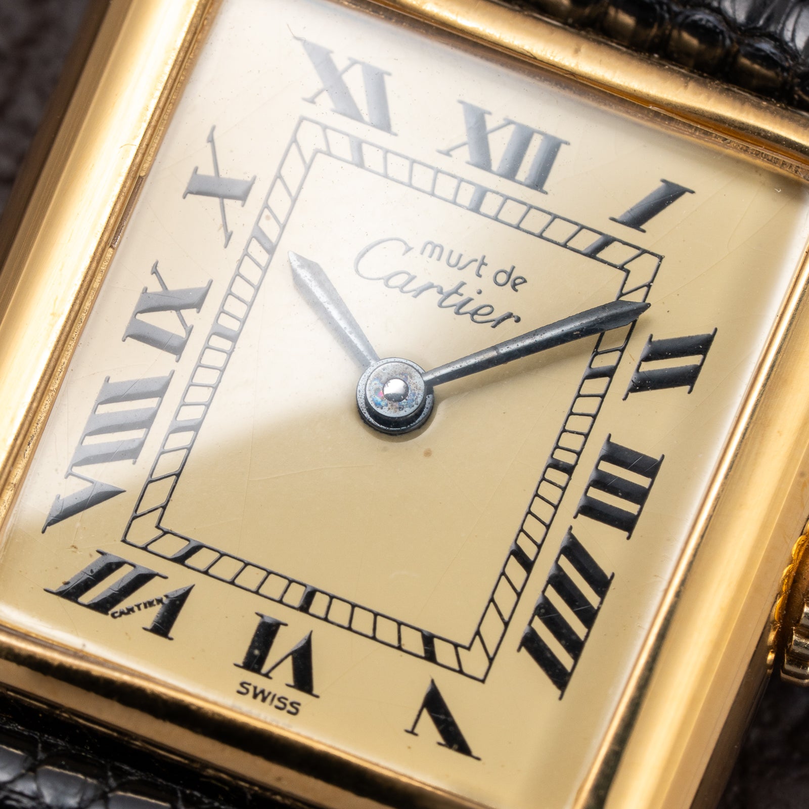 Cartier Tank Must de Roman Lemon Dial Vermeil PM 1980s