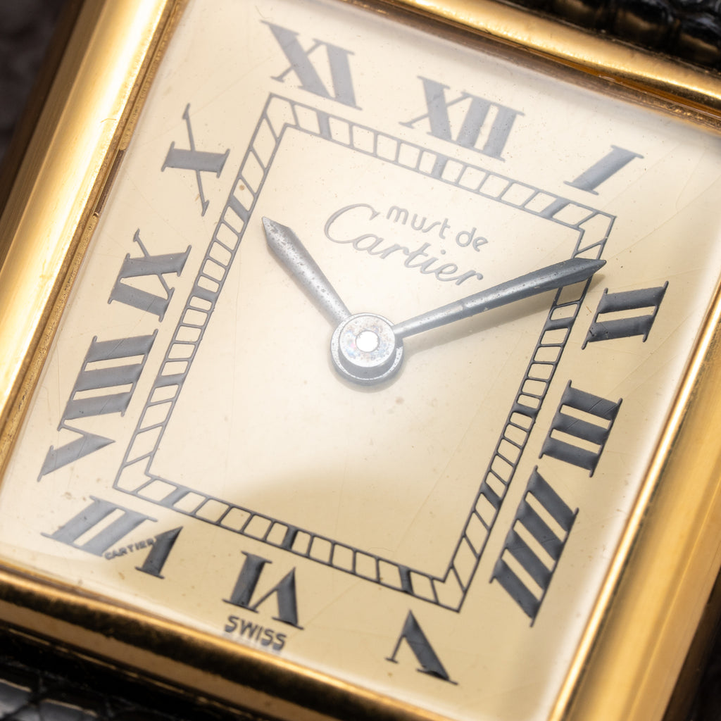 Cartier Tank Must de Roman Lemon Dial Vermeil PM 1980s
