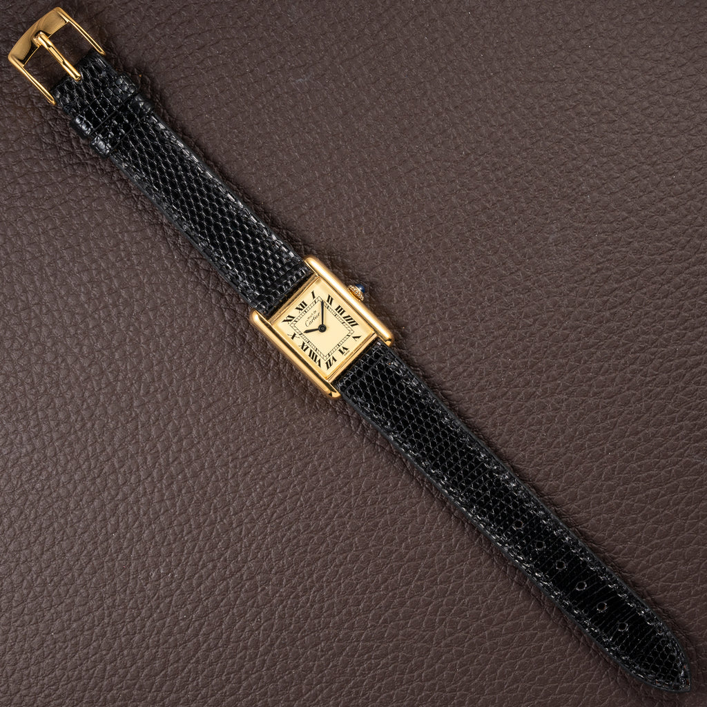 Cartier Tank Must de Roman Lemon Dial Vermeil PM 1980s