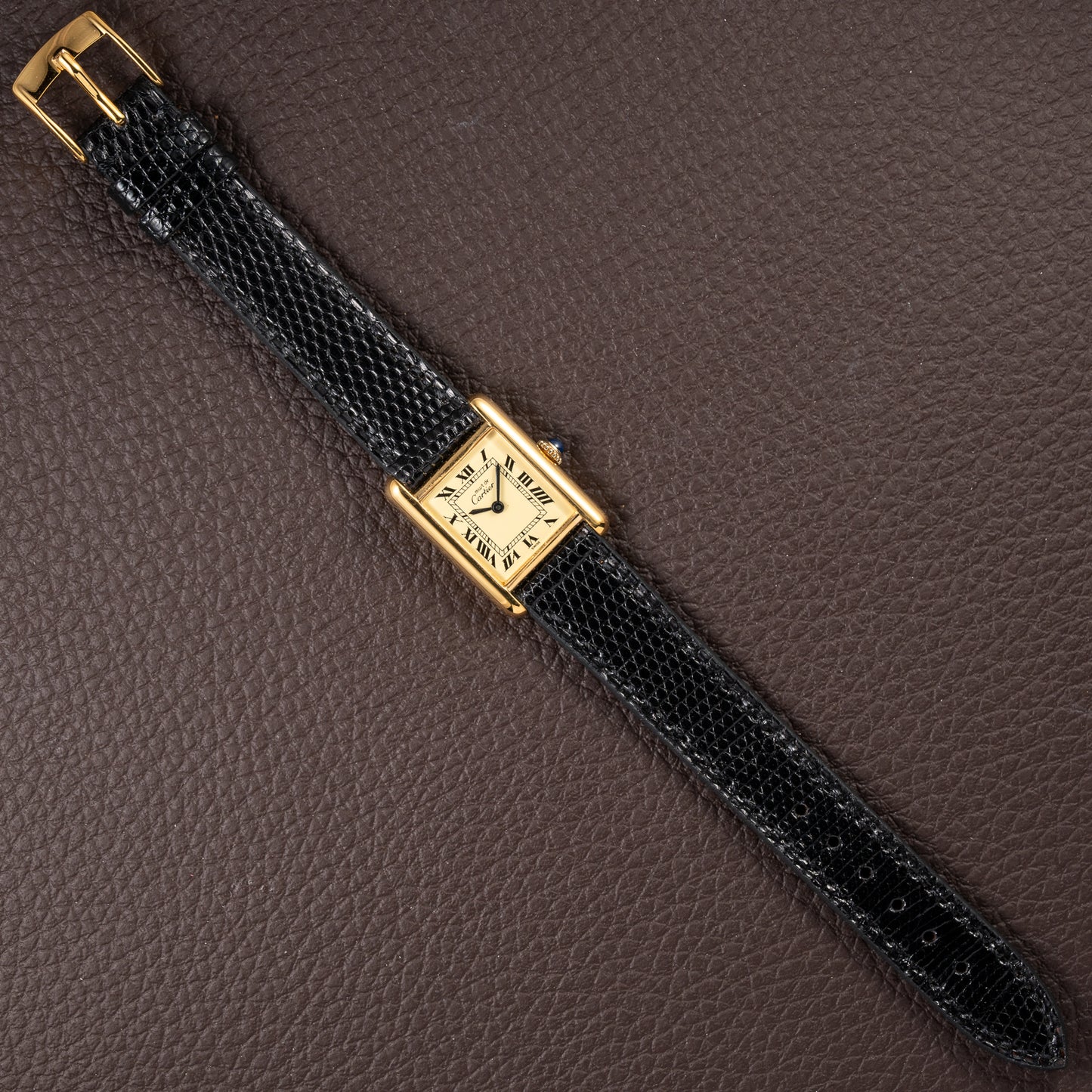 Cartier Tank Must de Roman Lemon Dial Vermeil PM 1980s