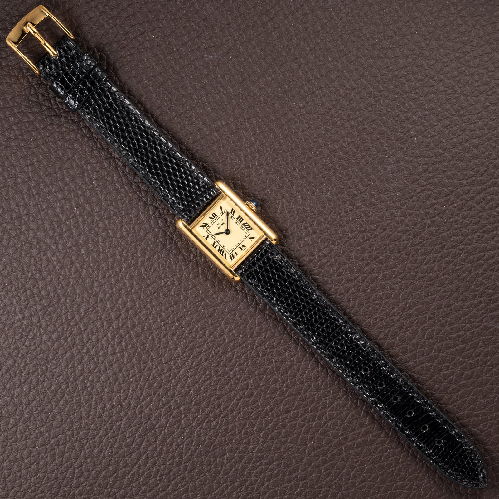 Cartier Tank Must de Roman Lemon Dial Vermeil PM 1980s