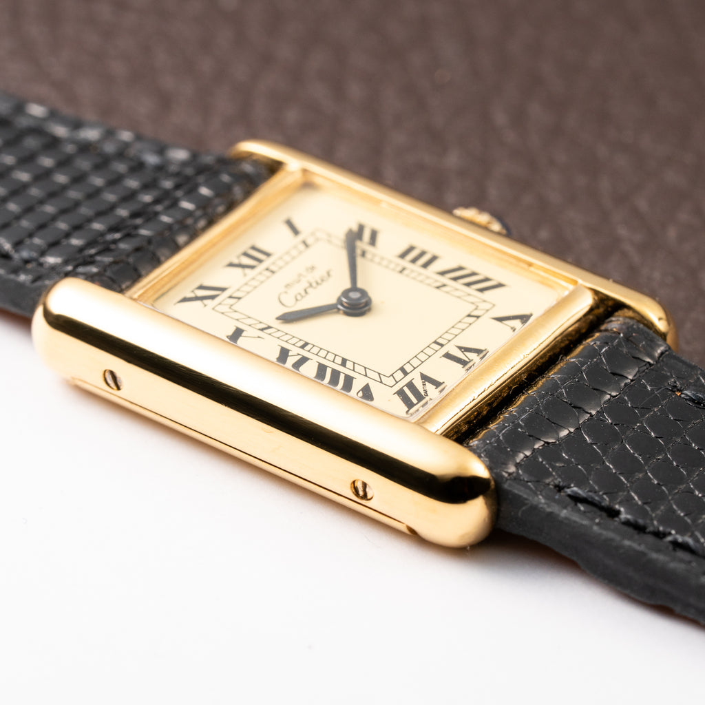 Cartier Tank Must de Roman Lemon Dial Vermeil PM 1980s