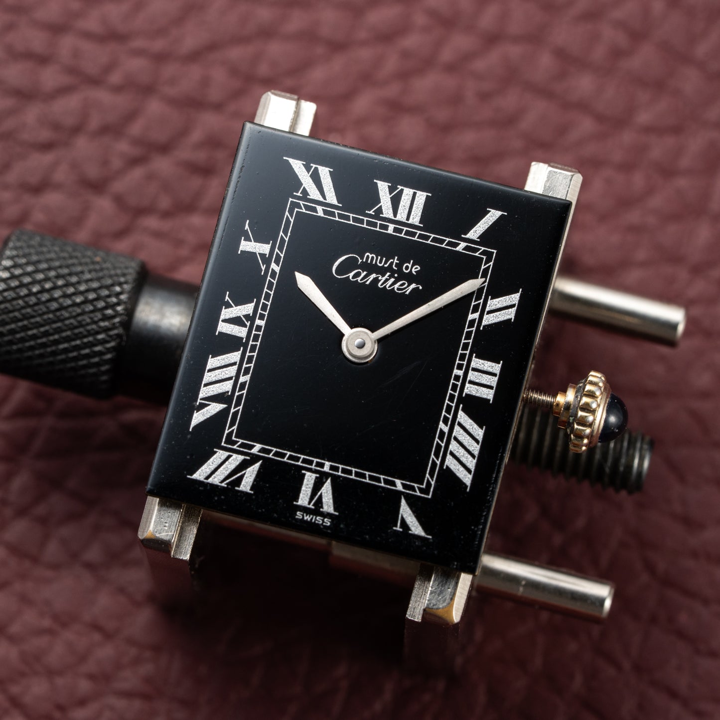 Cartier Tank Must de Black Roman Vermeil GM 1980s