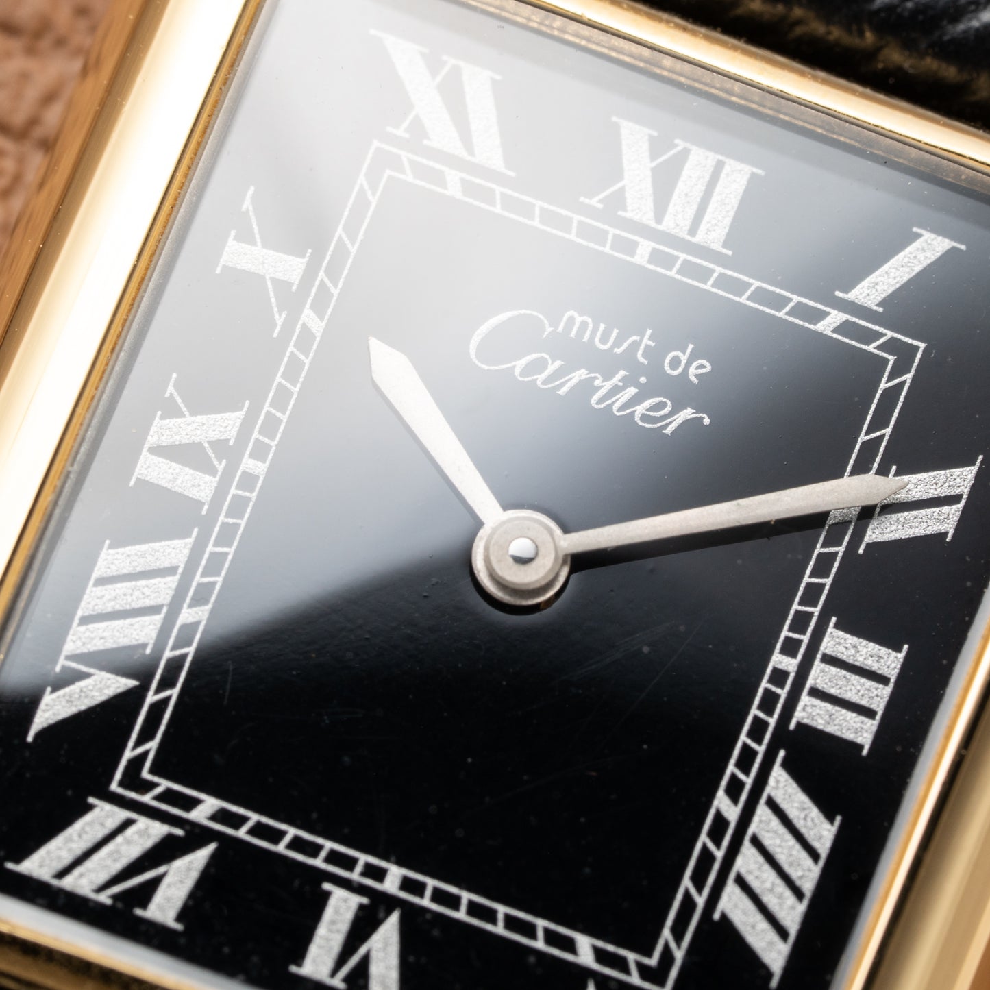 Cartier Tank Must de Black Roman Vermeil GM 1980s