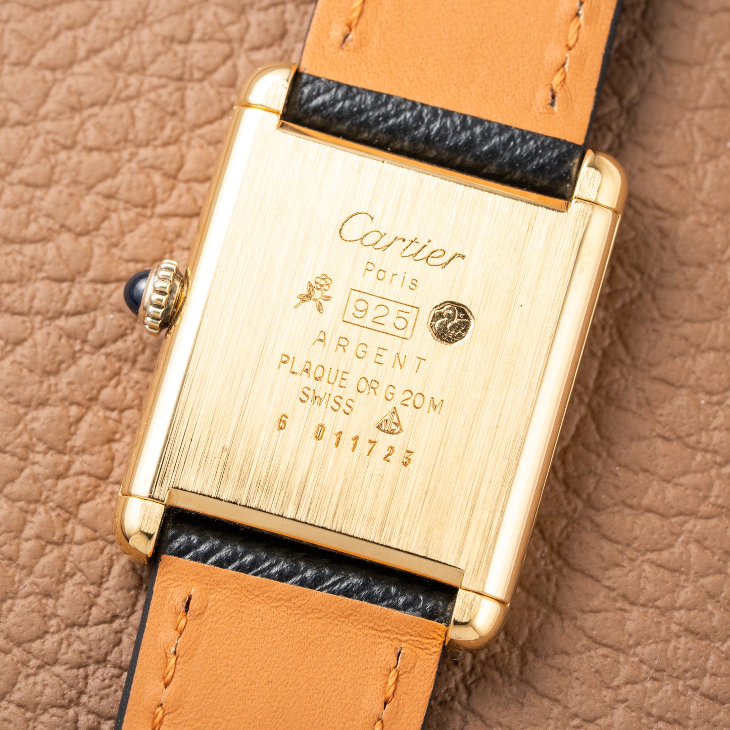 Cartier Tank Must de Black Roman Vermeil GM 1980s