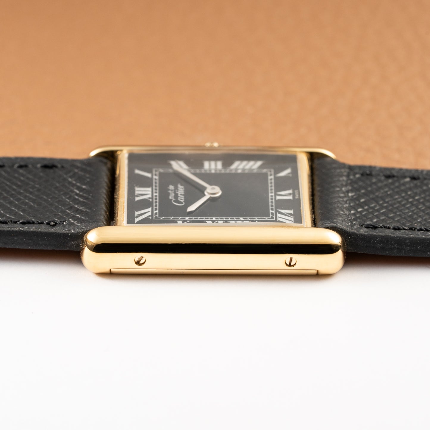 Cartier Tank Must de Black Roman Vermeil GM 1980s