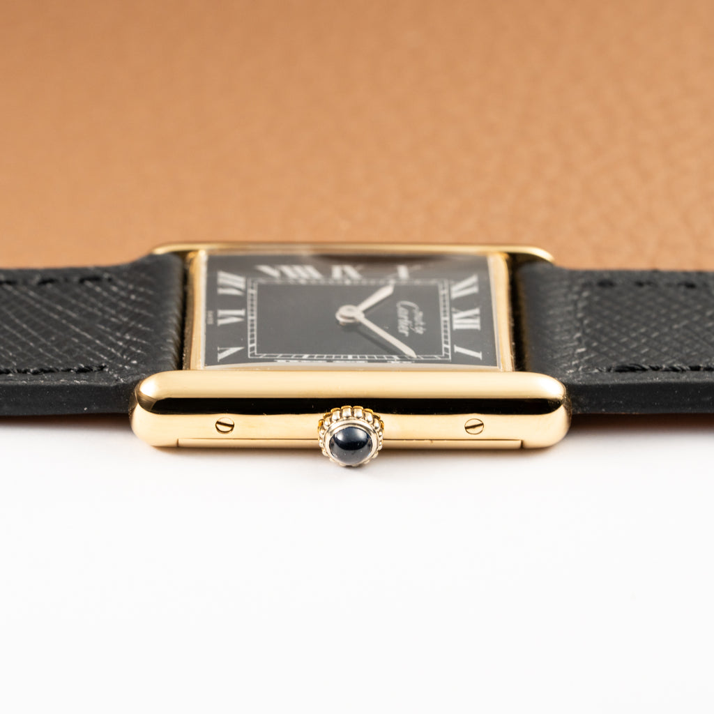 Cartier Tank Must de Black Roman Vermeil GM 1980s
