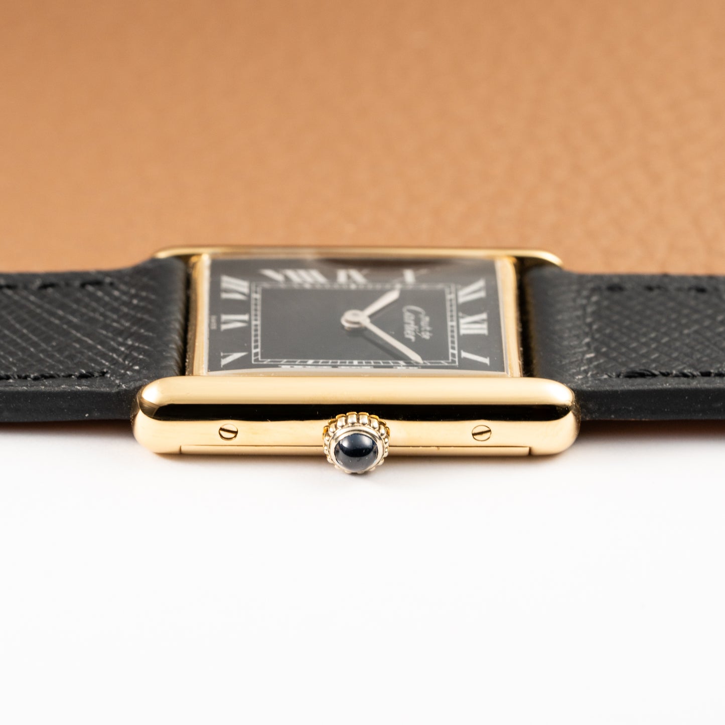 Cartier Tank Must de Black Roman Vermeil GM 1980s