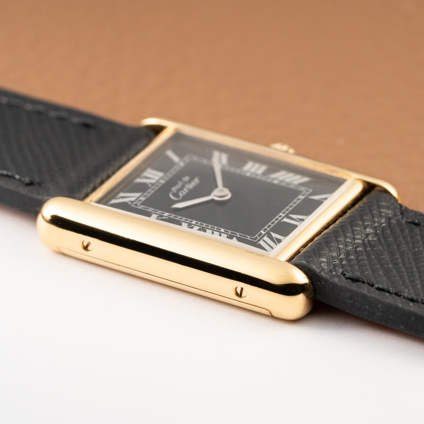 Cartier Tank Must de Black Roman Vermeil GM 1980s
