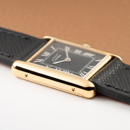 Cartier Tank Must de Black Roman Vermeil GM 1980s