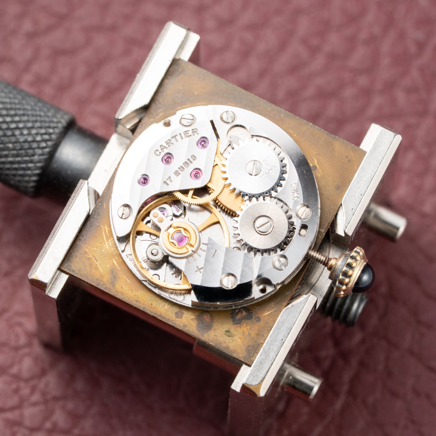 Cartier Tank Must de Vermeil ‘Turtle Shell’ Brown Wood Chocolate Dial GM from 1980s