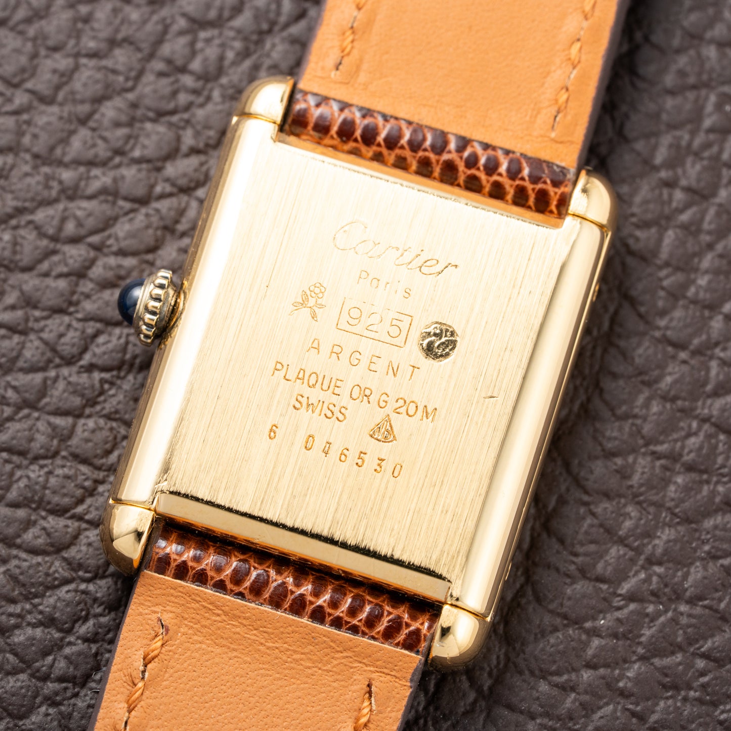 Cartier Tank Must de Vermeil ‘Turtle Shell’ Brown Wood Chocolate Dial GM from 1980s