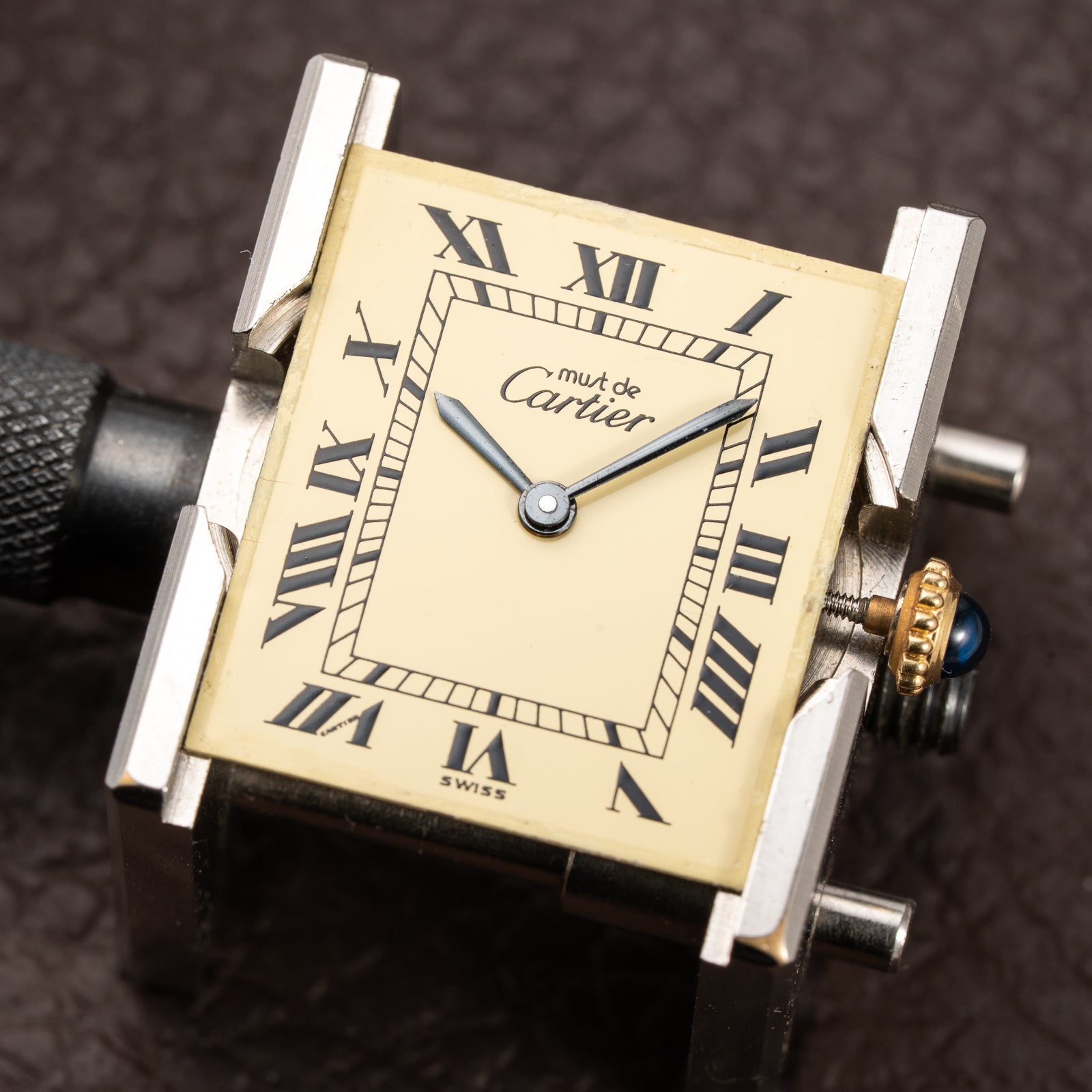 Cartier Tank Must de Vermeil Lemon Roman Diam GM 1980s