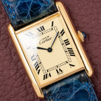 Cartier Tank Must de Vermeil Lemon Roman Diam GM 1980s