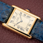 Cartier Tank Must de Vermeil Lemon Roman Diam GM 1980s