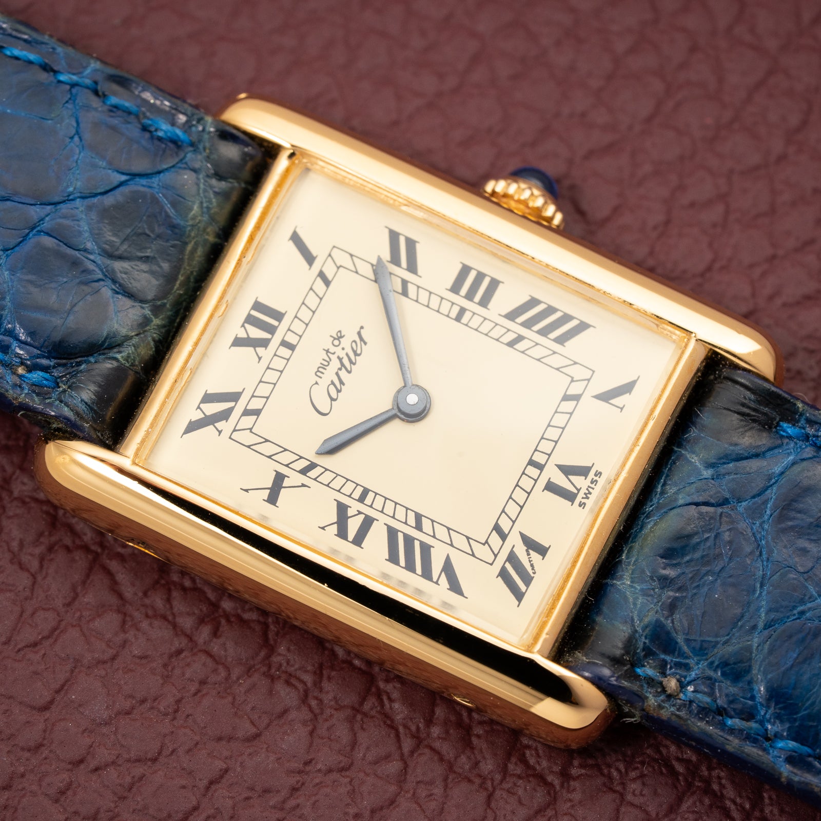 Cartier Tank Must de Vermeil Lemon Roman Diam GM 1980s