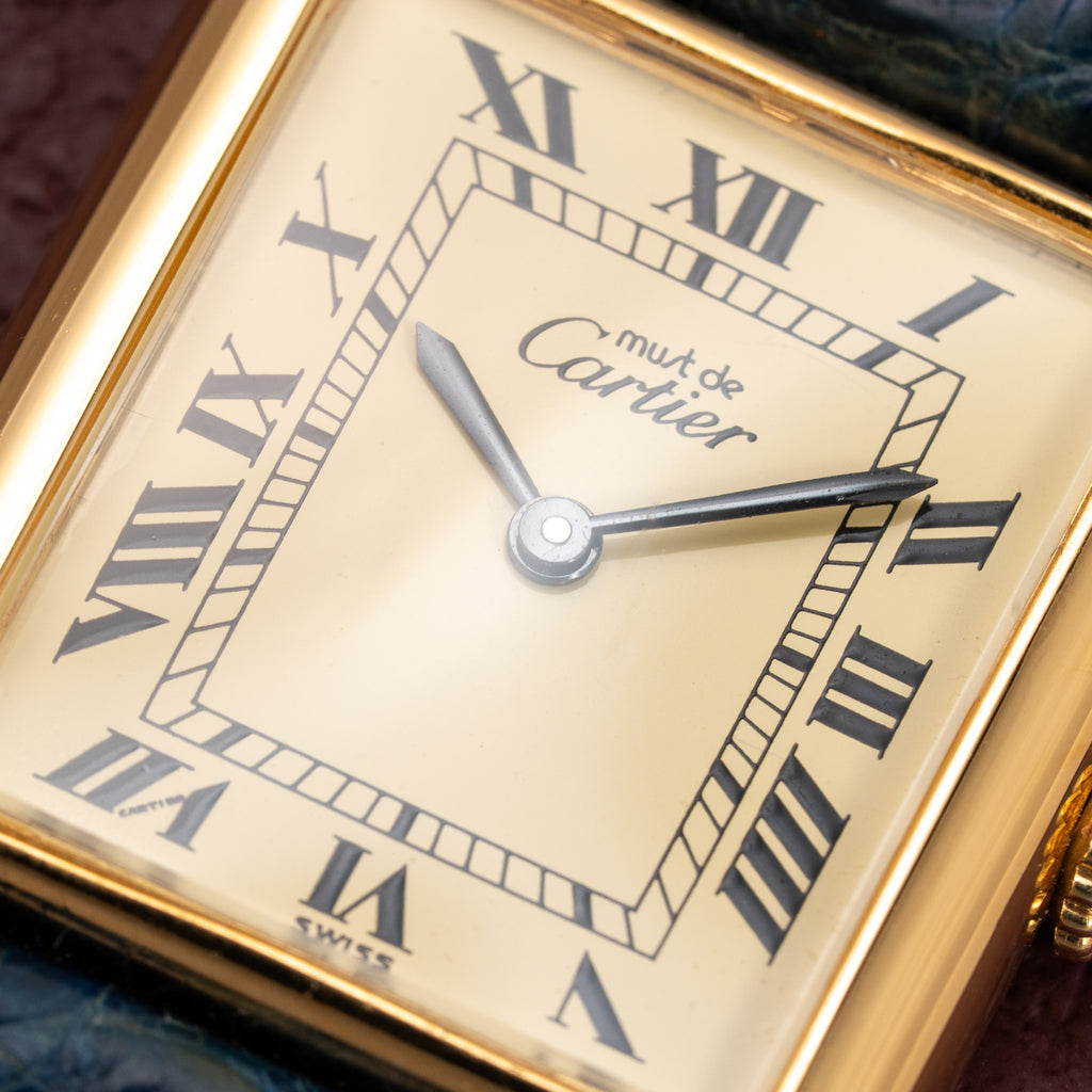 Cartier Tank Must de Vermeil Lemon Roman Diam GM 1980s