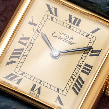 Cartier Tank Must de Vermeil Lemon Roman Diam GM 1980s