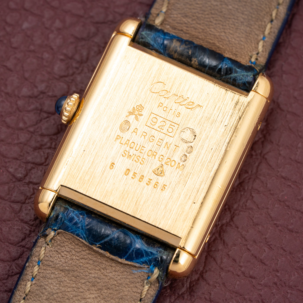 Cartier Tank Must de Vermeil Lemon Roman Diam GM 1980s