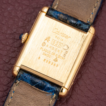 Cartier Tank Must de Vermeil Lemon Roman Diam GM 1980s