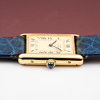 Cartier Tank Must de Vermeil Lemon Roman Diam GM 1980s