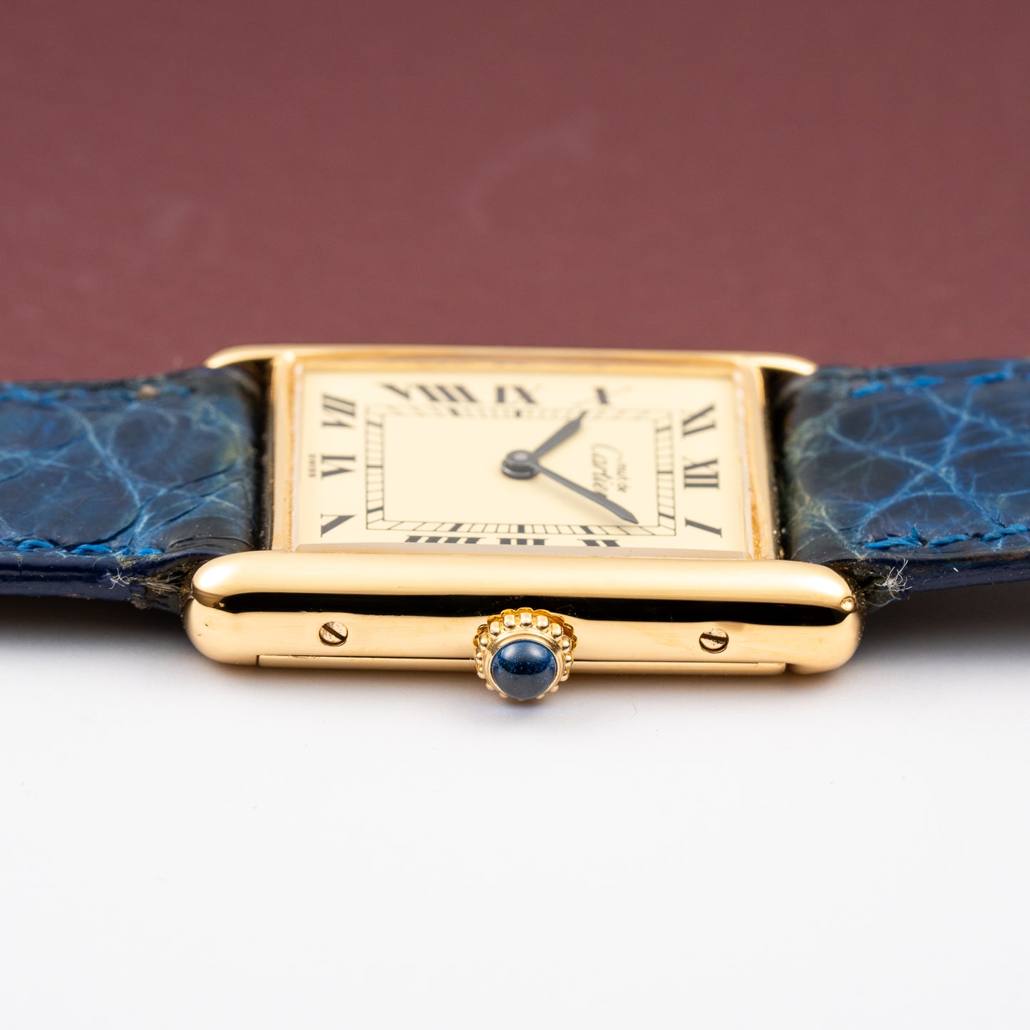 Cartier Tank Must de Vermeil Lemon Roman Diam GM 1980s