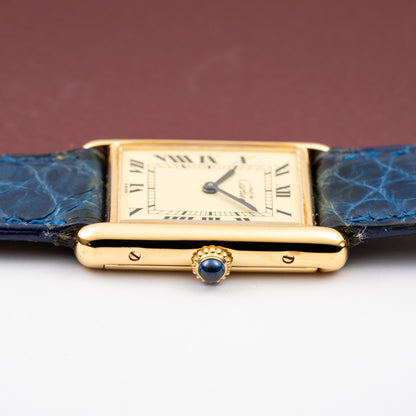 Cartier Tank Must de Vermeil Lemon Roman Diam GM 1980s