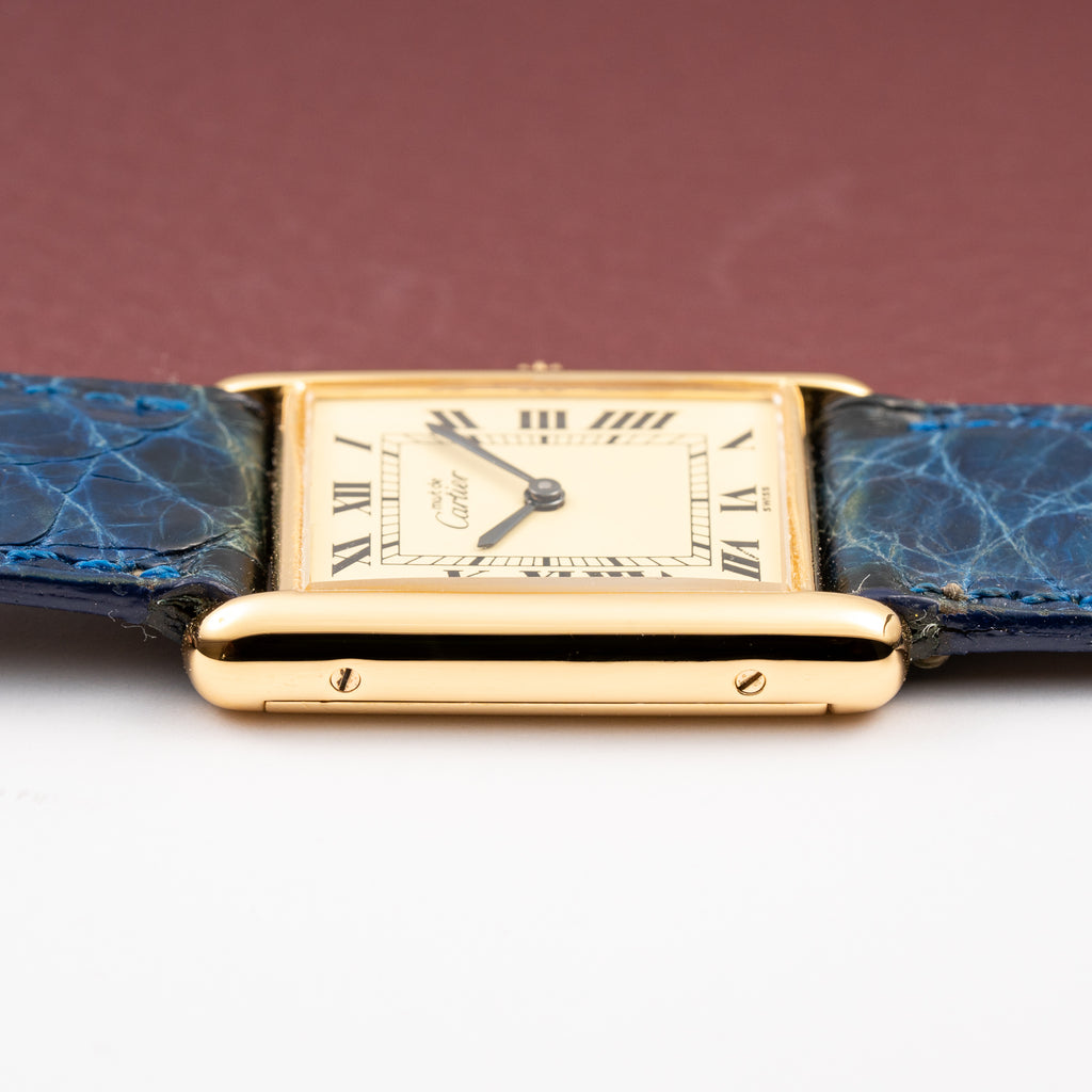 Cartier Tank Must de Vermeil Lemon Roman Diam GM 1980s