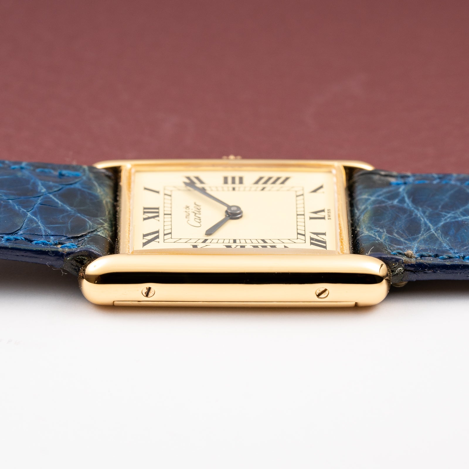 Cartier Tank Must de Vermeil Lemon Roman Diam GM 1980s