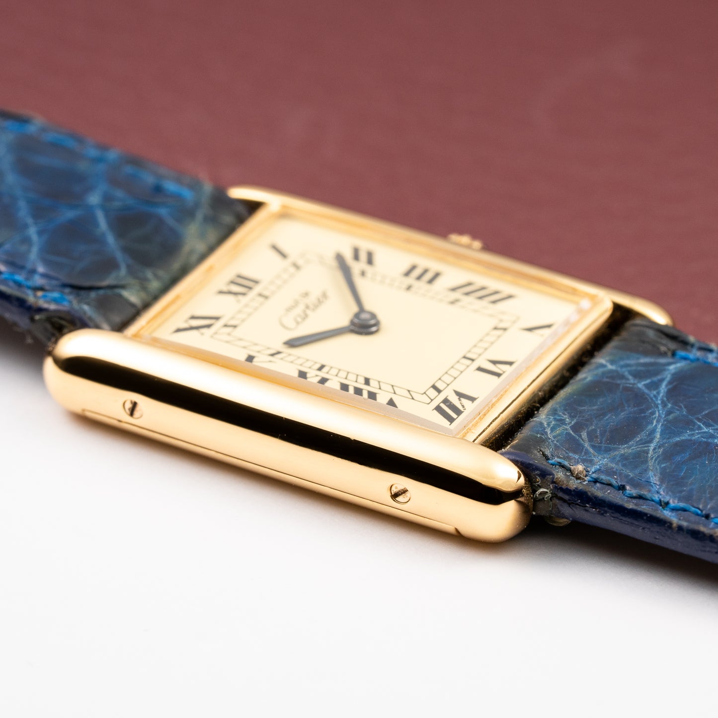 Cartier Tank Must de Vermeil Lemon Roman Diam GM 1980s