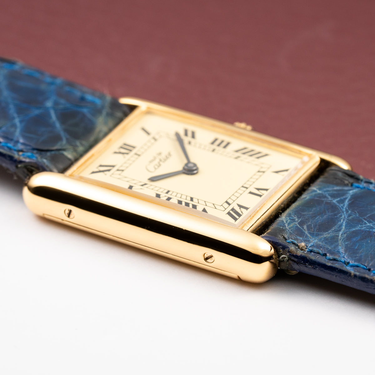 Cartier Tank Must de Vermeil Lemon Roman Diam GM 1980s