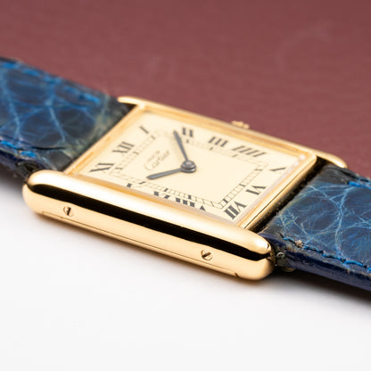 Cartier Tank Must de Vermeil Lemon Roman Diam GM 1980s