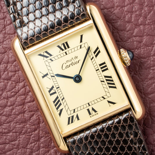 Cartier Tank Must de Roman Lemon Dial Vermeil from 1980s