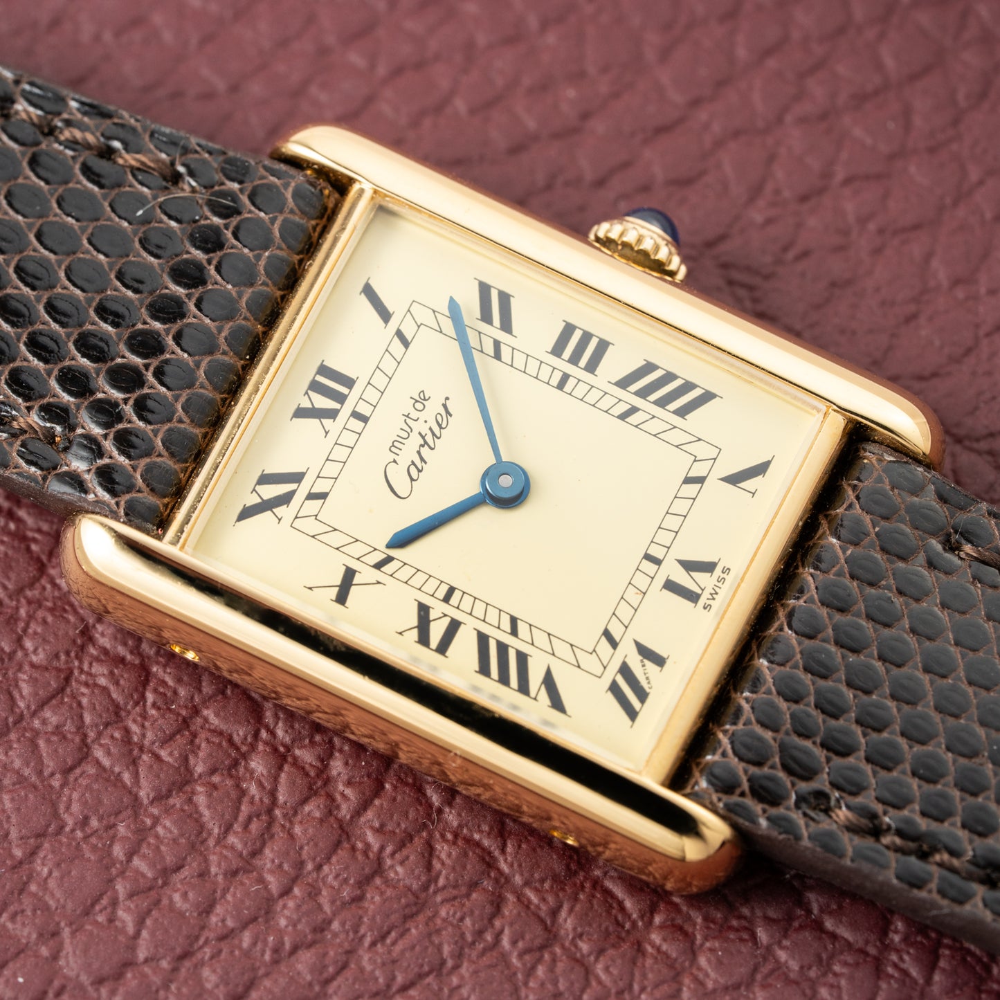 Cartier Tank Must de Roman Lemon Dial Vermeil from 1980s