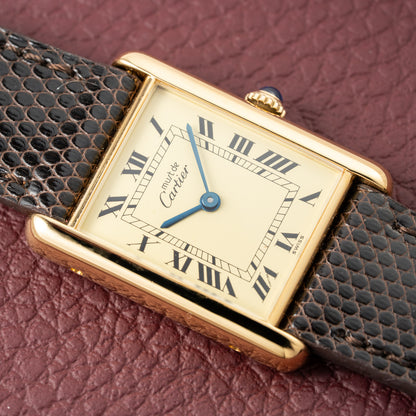 Cartier Tank Must de Roman Lemon Dial Vermeil from 1980s