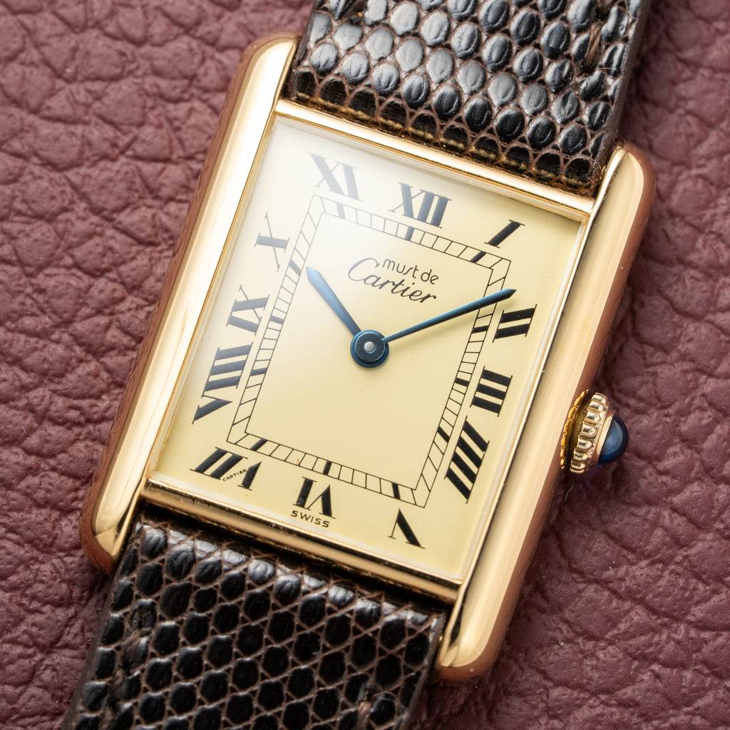 Cartier Tank Must de Roman Lemon Dial Vermeil from 1980s