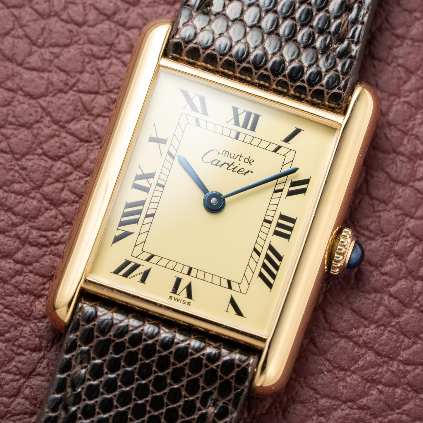 Cartier Tank Must de Roman Lemon Dial Vermeil from 1980s
