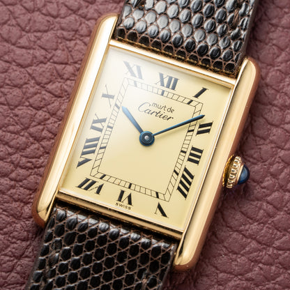 Cartier Tank Must de Roman Lemon Dial Vermeil from 1980s