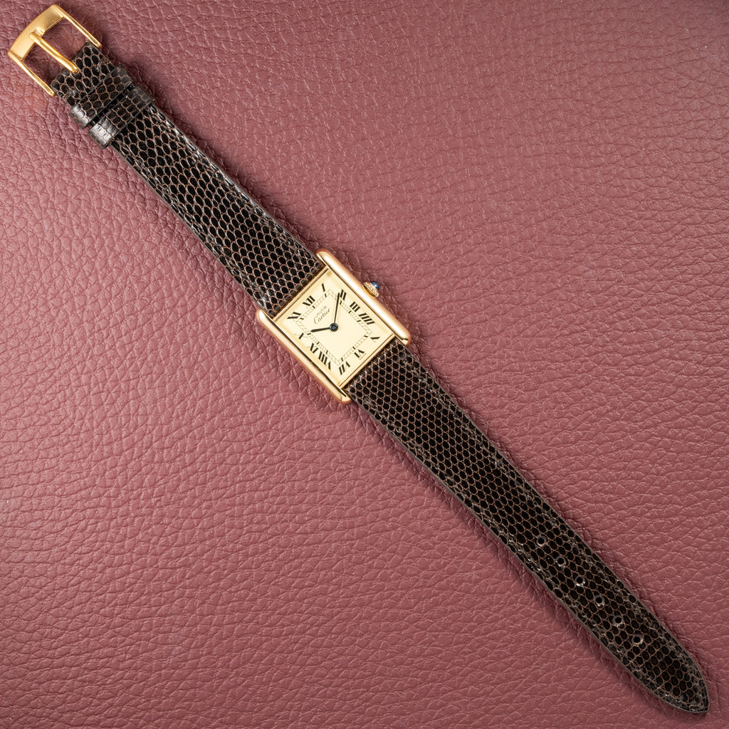 Cartier Tank Must de Roman Lemon Dial Vermeil from 1980s