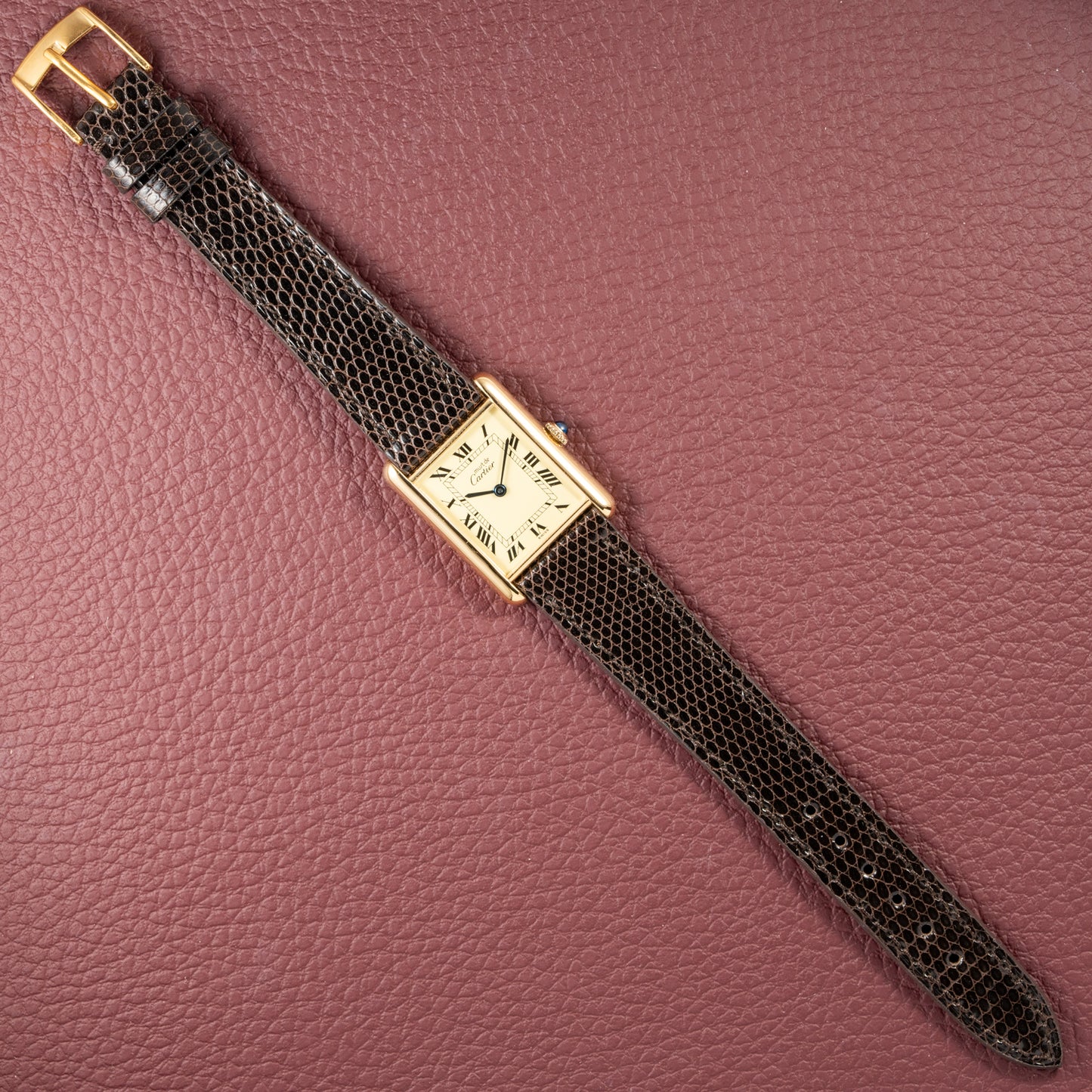 Cartier Tank Must de Roman Lemon Dial Vermeil from 1980s