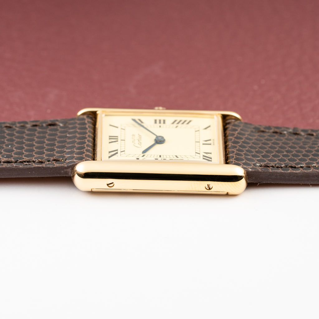Cartier Tank Must de Roman Lemon Dial Vermeil from 1980s