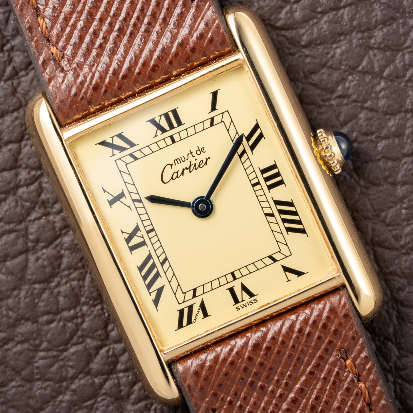 Cartier Tank Must de Roman Lemon Dial Vermeil from 1980s