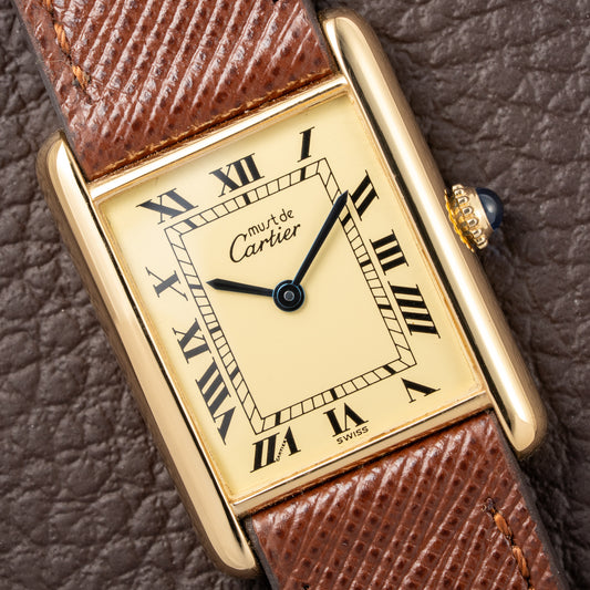 Cartier Tank Must de Roman Lemon Dial Vermeil from 1980s