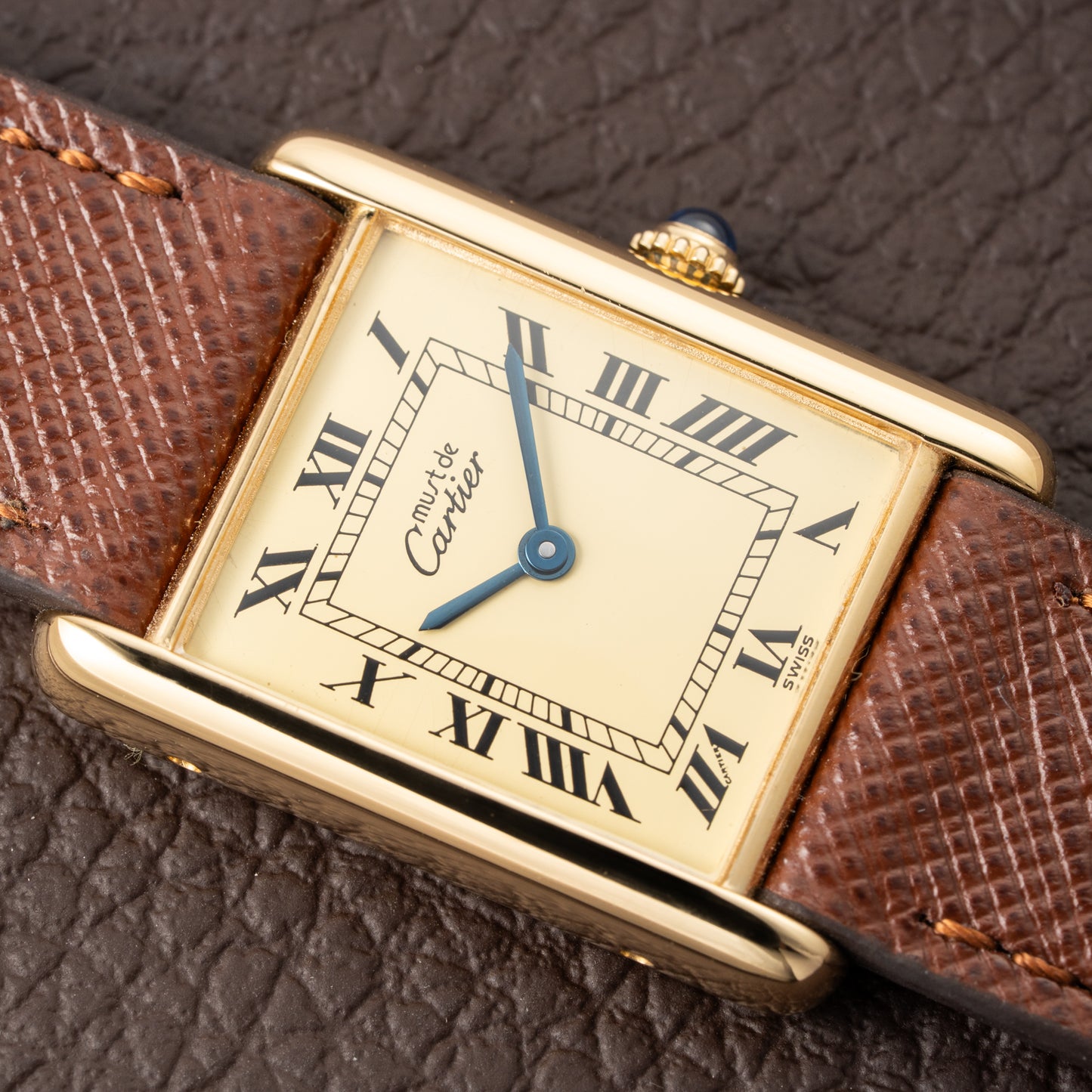 Cartier Tank Must de Roman Lemon Dial Vermeil from 1980s
